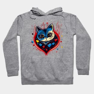 cute cat in heart artwork for cat lover gift idea pet owner Hoodie